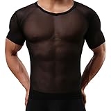 Panegy Herren Sexy Transparent T Shirt Glatt Gaze Slim Fit Tops Unterwäsche Reizwäsche Herstellergröße XL/EU L Schwarz