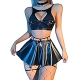 Lingerie Sexy for Women, Kinky Outfit Damen Reizwäsche Sexy Dessous Sklavin Outfit Rollenspiel Dessous Desouses Für Frauen Sexy Mollig BDSM Outfit Swingerclub Outfit Leder Dessous Frauen